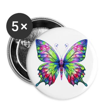 Schmetterling - Buttons groß 56 mm (5er Pack) - Weiß - Vorne