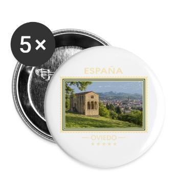 Spanien Oviedo Vintage Reisemarke - Buttons groß 56 mm (5er Pack) - Weiß - Vorne