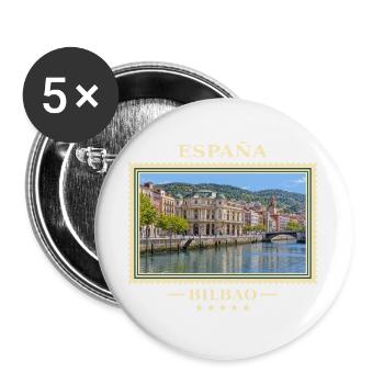 Spanien Bilbao Vintage Reisemarke - Buttons groß 56 mm (5er Pack) - Weiß - Vorne