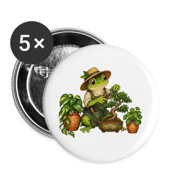 Frosch beim Bonsaischnitt - Buttons groß 56 mm (5er Pack) - Weiß - Vorne