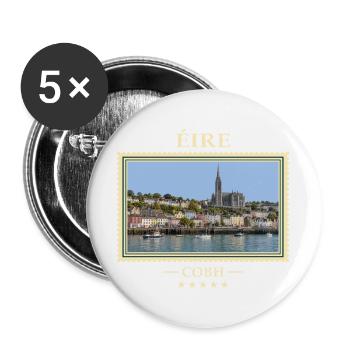 Irland Cobh Vintage Reisemarke - Buttons groß 56 mm (5er Pack) - Weiß - Vorne