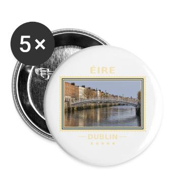 Irland Dublin Vintage Reisemarke - Buttons groß 56 mm (5er Pack) - Weiß - Vorne
