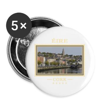Irland Cork Vintage Reisemarke - Buttons groß 56 mm (5er Pack) - Weiß - Vorne