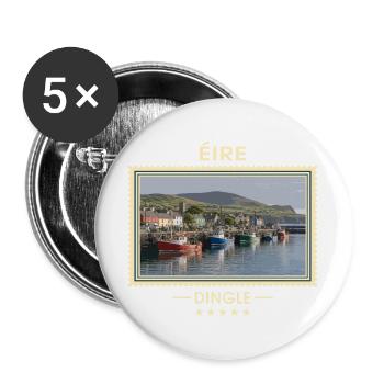 Irland Dingle Vintage Reisemarke - Buttons groß 56 mm (5er Pack) - Weiß - Vorne