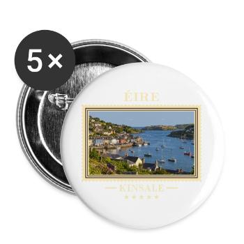 Irland Kinsale Vintage Reisemarke - Buttons groß 56 mm (5er Pack) - Weiß - Vorne