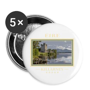 Irland Killarney Vintage Reisemarke - Buttons groß 56 mm (5er Pack) - Weiß - Vorne