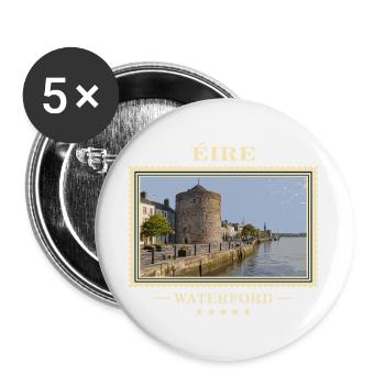Irland Waterford Vintage Reisemarke - Buttons groß 56 mm (5er Pack) - Weiß - Vorne