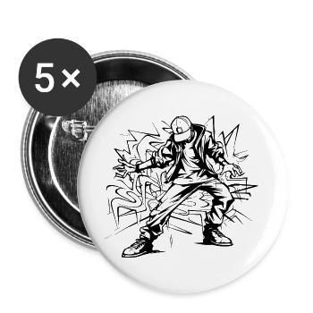 Breakdancer Skizze - Buttons groß 56 mm (5er Pack) - Weiß - Vorne