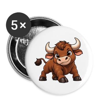 Stier Sternzeichen Kawaii - Buttons groß 56 mm (5er Pack) - Weiß - Vorne