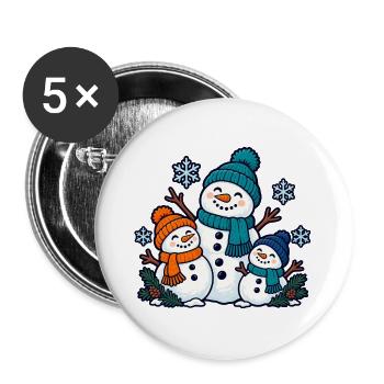 Schneemannteam – Wir bauen Winterfreude - Buttons groß 56 mm (5er Pack) - Weiß - Vorne