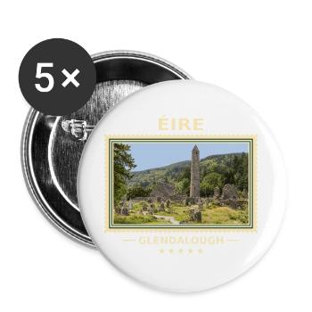 Irland Glendalough Vintage Reisemarke - Buttons groß 56 mm (5er Pack) - Weiß - Vorne