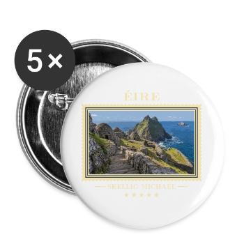 Irland Skellig Michael Vintage Reisemarke - Buttons groß 56 mm (5er Pack) - Weiß - Vorne