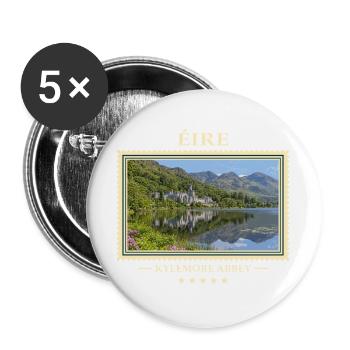 Irland Kylemore Abbey Vintage Reisemarke - Buttons groß 56 mm (5er Pack) - Weiß - Vorne