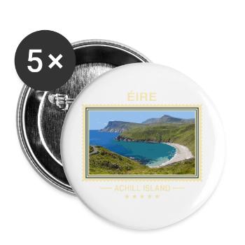 Irland Achill Island Vintage Reisemarke - Buttons groß 56 mm (5er Pack) - Weiß - Vorne