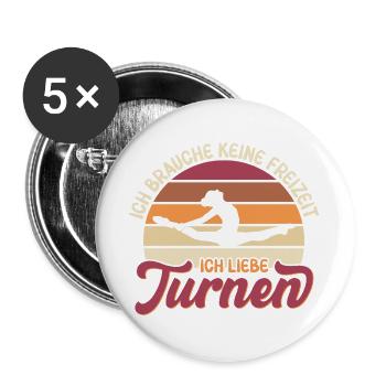 Turnen Mädchen Gymnastik Turnanzug Turnerin - Buttons groß 56 mm (5er Pack) - Weiß - Vorne