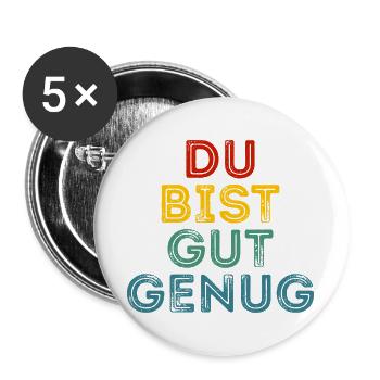 Du bist gut genug Retro - Buttons groß 56 mm (5er Pack) - Weiß - Vorne