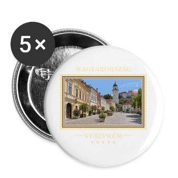 Ungarn Veszprém Vintage Reisemarke - Buttons groß 56 mm (5er Pack) - Weiß - Vorne