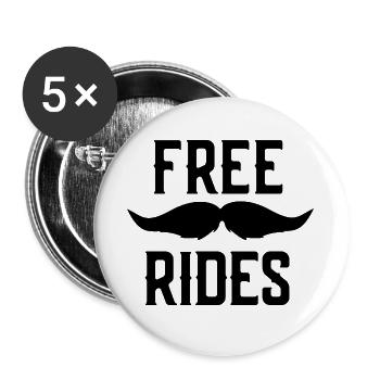 Kostenlose Schnurrbart-Reiten für Männer - Buttons groß 56 mm (5er Pack) - Weiß - Vorne