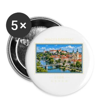 Ungarn Győr Vintage Reisemarke - Buttons groß 56 mm (5er Pack) - Weiß - Vorne