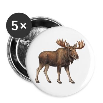 Majestätischer Elch - Buttons groß 56 mm (5er Pack) - Weiß - Vorne