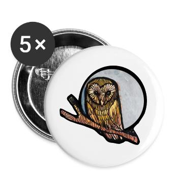 Mondbeschienene Eule auf Ast - Buttons groß 56 mm (5er Pack) - Weiß - Vorne