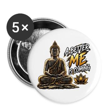 Besseres Ich kommt Buddha - Buttons groß 56 mm (5er Pack) - Weiß - Vorne