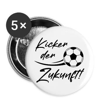 Fußball Kicker Zukunft Baby Body Sprüche Fußball - Buttons groß 56 mm (5er Pack) - Weiß - Vorne