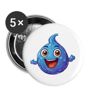 Wassertropfen - Buttons groß 56 mm (5er Pack) - Weiß - Vorne