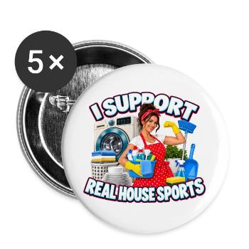 Real House Sports JGA Spruch - Buttons groß 56 mm (5er Pack) - Weiß - Vorne