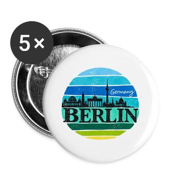 Berlin - Skyline - Sonnenuntergang - Deutschland - Buttons groß 56 mm (5er Pack) - Weiß - Vorne