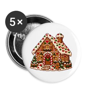 Zuckergusshaus Winterzauber - Buttons groß 56 mm (5er Pack) - Weiß - Vorne