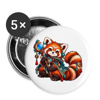 Kawaii Mystischer Roter Panda - Buttons groß 56 mm (5er Pack) - Weiß - Vorne
