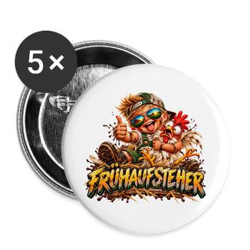 Frühaufsteher Held - Buttons groß 56 mm (5er Pack) - Weiß - Vorne