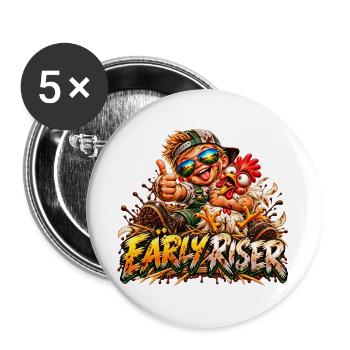 Frühaufsteher Freundschaft Huhn - Buttons groß 56 mm (5er Pack) - Weiß - Vorne