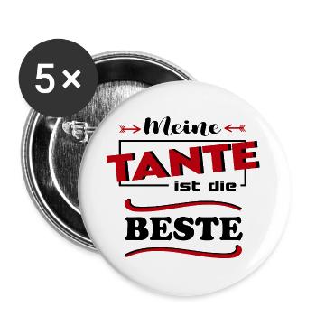 Meine Tante ist die beste Baby Sprüche Body Lustig - Buttons groß 56 mm (5er Pack) - Weiß - Vorne