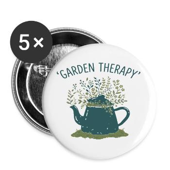 Garten Therapie Teekanne - Buttons groß 56 mm (5er Pack) - Weiß - Vorne