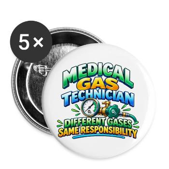 Medizinischer Gastechniker – Verschiedene Gase, gleich oder - Buttons groß 56 mm (5er Pack) - Weiß - Vorne