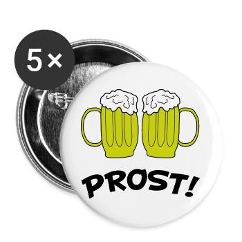 Zweier Bierkrüge Anstoß - Buttons groß 56 mm (5er Pack) - Weiß - Vorne