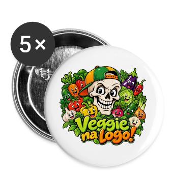 Veggie Skull - Buttons groß 56 mm (5er Pack) - Weiß - Vorne