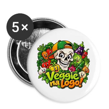 Veggie Skull - Buttons groß 56 mm (5er Pack) - Weiß - Vorne