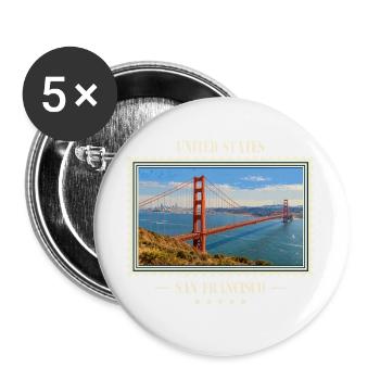 Vereinigte Staaten San Francisco Vintage Marke - Buttons groß 56 mm (5er Pack) - Weiß - Vorne