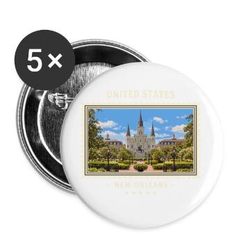 Vereinigte Staaten New Orleans Vintage Reisemarke - Buttons groß 56 mm (5er Pack) - Weiß - Vorne