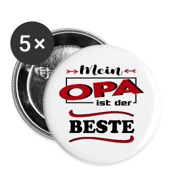 Mein Opa ist der beste Baby Sprüche Familie Kind - Buttons groß 56 mm (5er Pack) - Weiß - Vorne