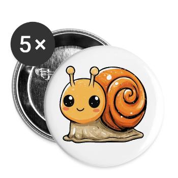 Orangene Schnecke Spiraldesign - Buttons groß 56 mm (5er Pack) - Weiß - Vorne
