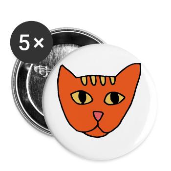Orange Katzengesicht Pop-Art - Buttons groß 56 mm (5er Pack) - Weiß - Vorne