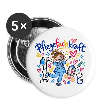 Pflegefachkraft Beruf Pflege Geschenk Doodle - Buttons groß 56 mm (5er Pack) - Weiß - Vorne