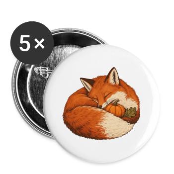 Fuchs im Kürbisnest - Buttons groß 56 mm (5er Pack) - Weiß - Vorne