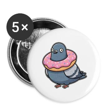 Donut Taube - Buttons groß 56 mm (5er Pack) - Weiß - Vorne