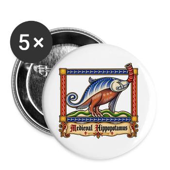 Das mittelalterliche Nilpferd - Buttons groß 56 mm (5er Pack) - Weiß - Vorne
