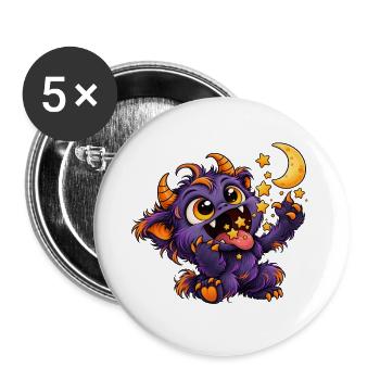Traumfresser - Monster unter dem Bett Party - Buttons groß 56 mm (5er Pack) - Weiß - Vorne
